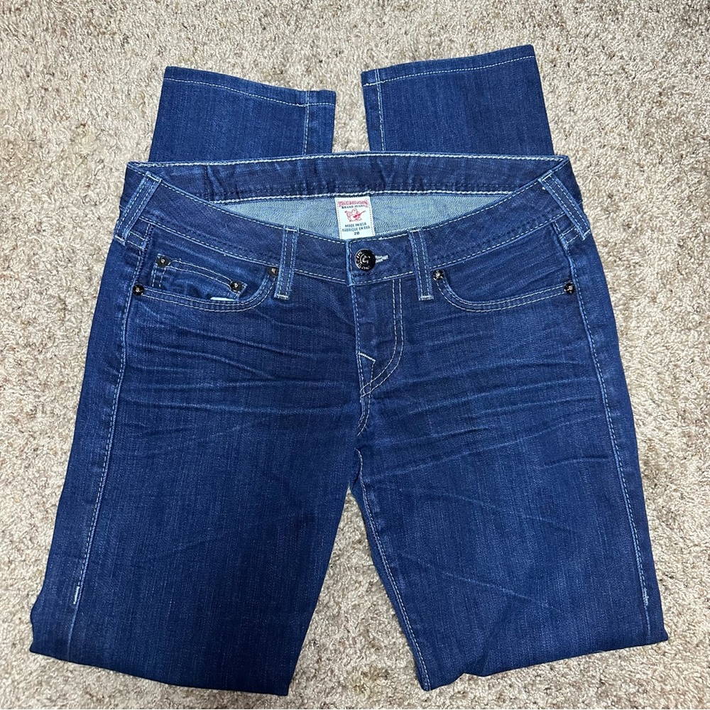 True Religion Blue Straight Leg Jeans with Classic Indigo Wash
